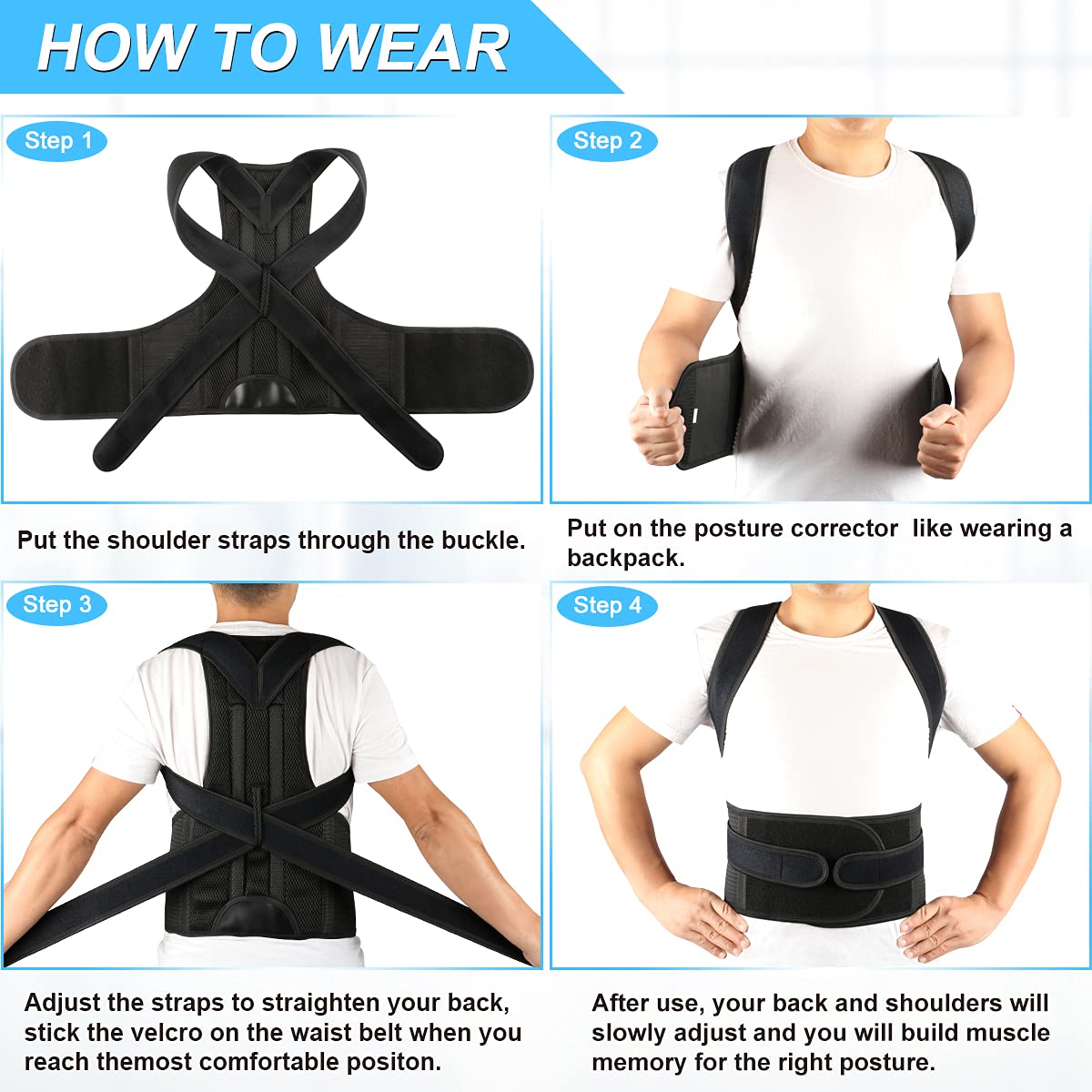 Elastic Back Straightener Waist Brace Back Support Posture Corrector for Men and Women